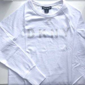 DKNY logo white long sleeve sweater